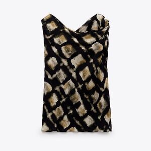 NWT Zara Printed Geometric Viscose Sleeveless Top